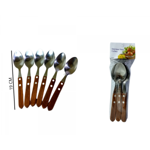 KIT COLHER DE SOPA INOX CABO EM MADEIRA C/ 6 UN. 55027