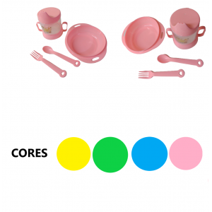 JOGO DE 4PÇS  PRATO,COPO, COLHER E GARFO DE PLASTICO XH-9244