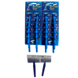 APARELHO  DE BARBEAR AZUL CARTELA C/ 24 PCS  2 LAMINAS PB-1311