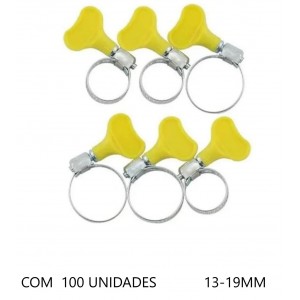 ABRAÇADEIRA DE METAL 13-19MM C/ BORBOLETA P/ APERTO PACOTE C/ 100 PCS 44005