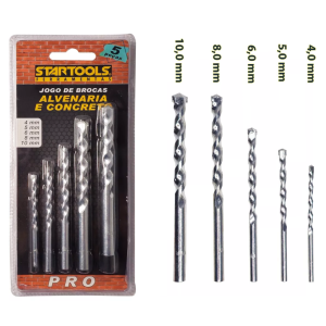 KIT DE BROCAS P/ CONCRETO C/ 5 PCS  4,5,6,8,10MM STARTOOLS AR0122