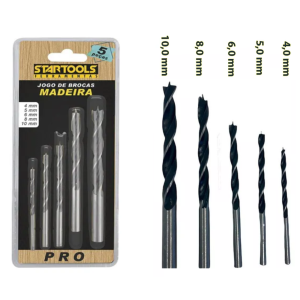 KIT DE BROCAS P/ MADEIRA C/ 5 PCS  4,5,6,8,10MM STARTOOLS AR0123