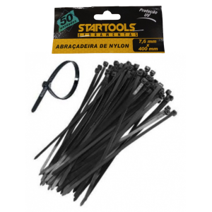 ABRAÇADEIRA DE NYLON PRETA COM 50 PCS 7,6MM X 200MM STARTOOLS AR0566