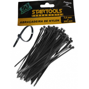 ABRAÇADEIRA DE NYLON PRETA COM 50 PCS 7,6MM X 400MM STARTOOLS AR0568
