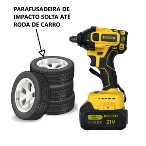 CHAVE DE IMPACTO RECARREGAVEL C/2 BATERIAS 21V  320 N.M BOM-9966