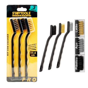 KIT ESCOVA DE AÇO COM 3 PCS 17,5CM  STARTOOLS AR0253