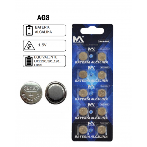 BATERIA ALCALINA AG8 LR1120 1,5 V CARTELA C/ 10  MAX-AG8