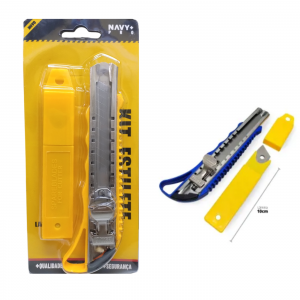 ESTILETE DE PLASTICO COM CORPO DE METAL C/ 5 LAMINA RESERVA N+2039