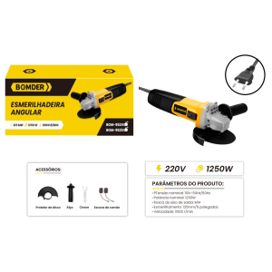 LIXADEIRA E ESMERILHADEIRA ANGULAR ELETRICA 220V 1250W 125MM 5