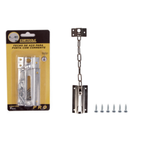 FECHO DE AÇO PARA PORTA COM CORRENTE  AR0649