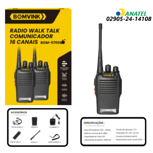 RADIO WALK TALK COMUNICADOR 16 CANAIS BOM-5700