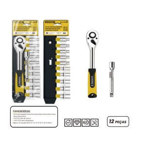 CHAVE CATRACA COM SOQUETES ENCAIXE DE 1/2