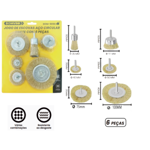 ESCOVA DE AÇO CIRCULAR COM 6 PCS  BOM-5656