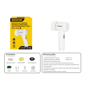 ESCOVA DE LIMPEZA GIRATORIA MULTIFUNCIONAL 5 EM 1 BOM-7360
