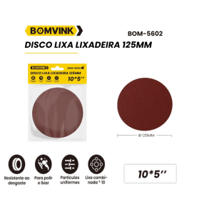 DISCO DE LIXA COM VELCRO MISTA  C/10 PCS 5