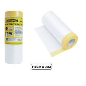 FILME PLASTICO COM FITA CREPE PARA COBRIR MÓVEIS 110CM X 20M BOM-1328