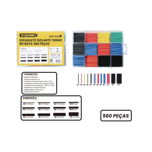 KIT MALETA ESPAGUETE ISOLANTE TERMO RETRATIL 560 PCS BOM-5532