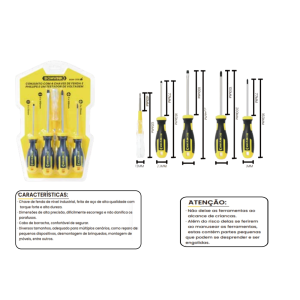 CONJUNTO COM CHAVE DE FENDA, PHILIPS E CHAVE TESTE 5 PCS   BOM-3119