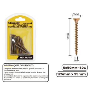 KIT DE PARAFUSO CHIPBOARD 5*50MM COM 10 PCS BOM-5301