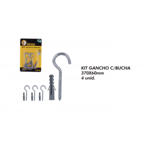 KIT GANCHO DE PARAFUSO 60MM COM BUCHA 6MM COM 4 KITS STARTOOLS AR0675