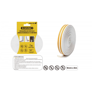 FITA VEDAÇÕES DE PORTAS E JANELAS MODELO E- 6 METROS BOM-1327