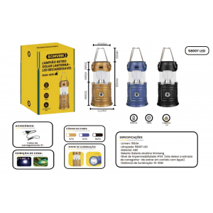 LAMPIÃO RETRO E LANTERNA 2 EM 1 RECAREGAVEL BOM-4219