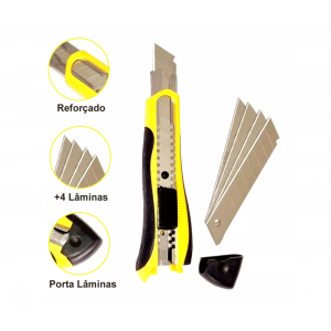 ESTILETE EMBORRACHADO COM CORPO DE METAL C/ 4 LAMINA RESERVA 30027