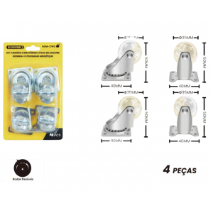 KIT RODIZIO C/ 4 PCS 2 GIRATORIO 2 FIXO GEL SILICONE 1,5