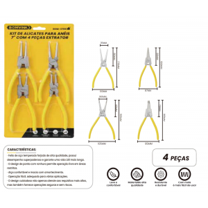 KIT ALICATE DE RETENÇÃO INTERNA E EXTERNA COM 4 PCS 7