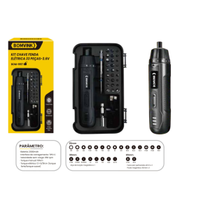 CHAVE DE FENDA ELETRICA RECARREGAVEL 33 PCS 3,6V 350RPM  BOM-9917