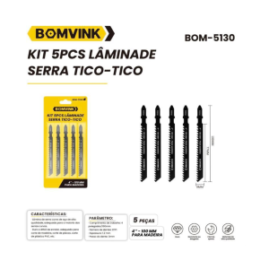 CONJUNTO LAMINA DE SERRA TICO TICO COM 5 PCS BOM-5130