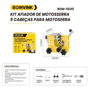 KIT AFIADOR DE CORRENTE PARA MOTOSSERRA COM 5 CABEÇA BOM-5640