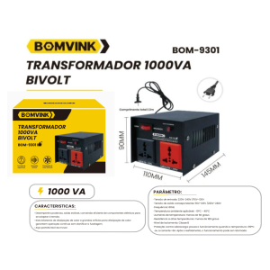 TRANSFORMADOR 1000VA BIVOLT 110V-220V BOM-9301