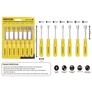 CONJUNTO COM CHAVE CANHÃO SOQUETE C/7 PCS BOM-3220