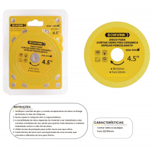 DISCO P/ CORTAR VIDRO, PISO, CERAMICA E PORCELANATO 4,5
