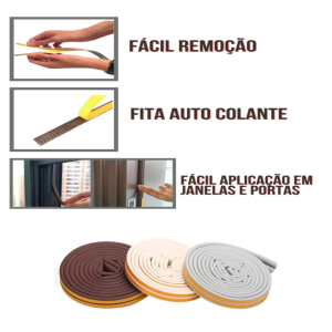 FITA VEDAÇÕES DE PORTAS E JANELAS MODELO D- 6 METROS BOM-1325