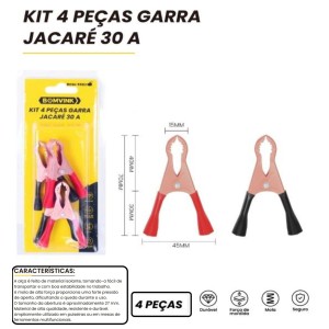 KIT GARRA JACARE 30A COM 4 PCS  BOM-5582