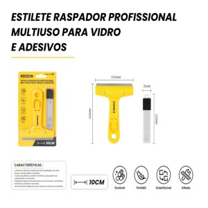 ESTILETE RASPADOR MULTIUSO PARA VIDORS E ADESIVOS BOM-7350