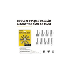 KIT DE SOQUETES CANHÃO C/ 9 PCS 5 ~13 MM X 40 MM BOM-5009