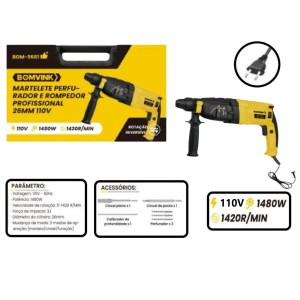 MARTELETE PERFURADOR E ROMPEDOR 1480W  110V  BOM-9661