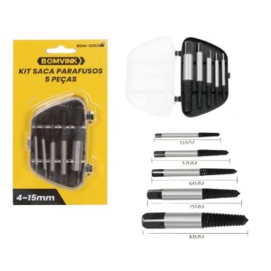 CONJUNTO DE EXTRATOR DE PARAFUSOS C/ 5 PCS 4~15MM  BOM-5203