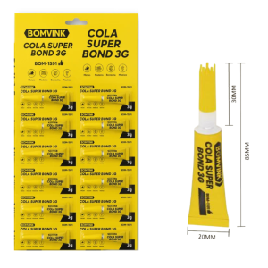 ADESIVO COLA INSTANTANÊA CARTELA C/12 PCS 3 GRAMAS BOM-1591