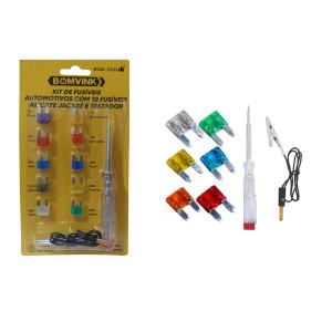KIT FUSIVEIS C/ CHAVE TESTE P/ AUTOMOVEL LAMINA PEQUENA C/ 10 PCS BOM-5531