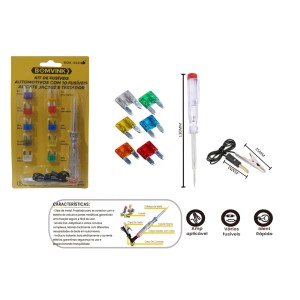KIT FUSIVEIS C/ CHAVE TESTE P/ AUTOMOVEL LAMINA PEQUENA C/ 10 PCS BOM-5531