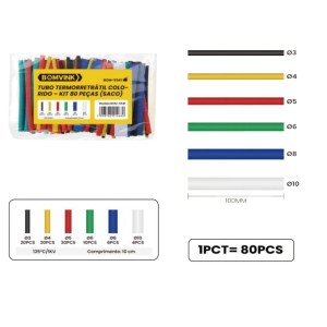 KIT ESPAGUETE TUBO ISOLANTE TERMORRETRATIL 80 PCS BOM-5541