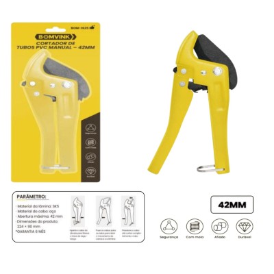 ALICATE CORTADOR DE CANO PVC 42MM C/ TRAVA BOM-1625