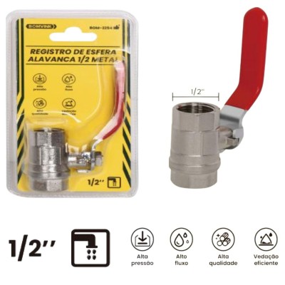 TORNEIRA REGISTRO DE ESFERA METAL C/ ALAVANCA 1/2