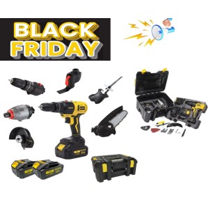 PARAFUSADEIRA NA MALETA MULTIFUNCIONAL 6 EM 1 RECARREGAVEL C/2 BATERIAS 21V  BOM-9712