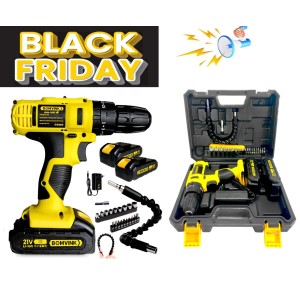 PARAFUSADEIRA  RECARREGAVEL NA MALETA C/2 BATERIAS 21V  BOM-9969