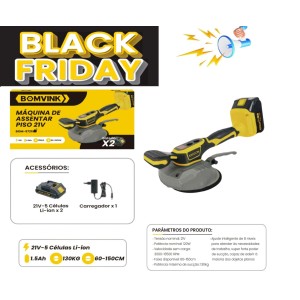 MAQUINA DE ASSENTAR PISO C/ VENTOSA  RECARREGAVEL C/2 BATERIAS 21V  BOM-9721